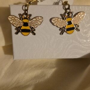 Charming Gold and Yellow Bee Earrings